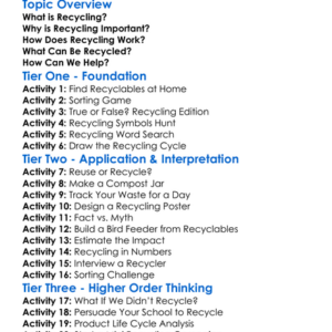 Recycling Materials Worksheet Activity Booklet