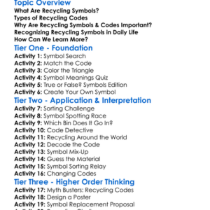 Recycling Symbols And Codes Worksheet Activity Booklet