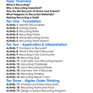 Recycling Worksheet Activity Booklet