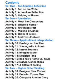 Red Fox And His Canoe Nathaniel Benchley Worksheet Activity Booklet