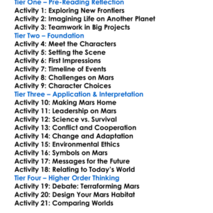 Red Mars Kim Stanley Robinson Worksheet Activity Booklet