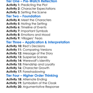 Red Riding Hood 2011 Worksheet Activity Booklet