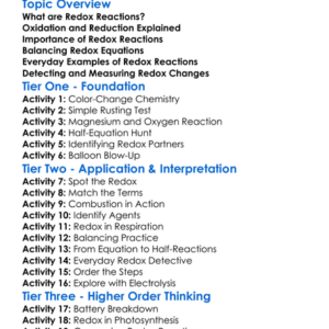 Redox Reactions Worksheet Activity Booklet