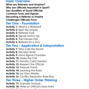 Refereeing And Umpiring Worksheet Activity Booklet