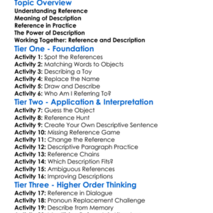 Reference And Description Worksheet Activity Booklet