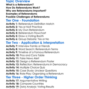 Referendums Worksheet Activity Booklet