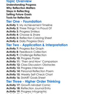 Reflecting On Progress Worksheet Activity Booklet