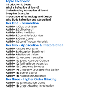 Reflection And Absorption Of Sound Worksheet Activity Booklet