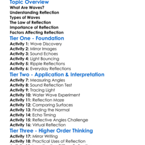 Reflection Of Waves Worksheet Activity Booklet