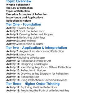 Reflection Worksheet Activity Booklet