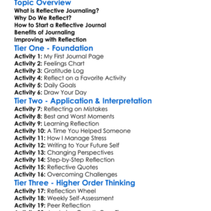 Reflective Journaling Worksheet Activity Booklet
