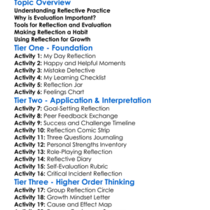 Reflective Practice And Evaluation Worksheet Activity Booklet