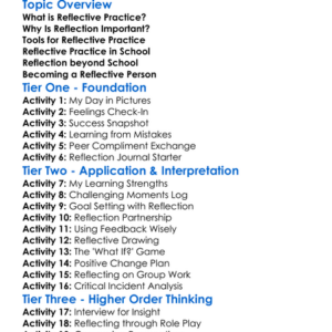 Reflective Practice Worksheet Activity Booklet