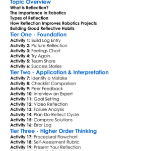 Reflective Practices In Robotics Worksheet Activity Booklet