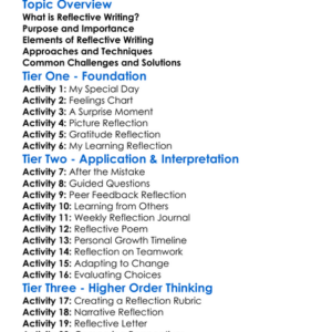 Reflective Writing Worksheet Activity Booklet