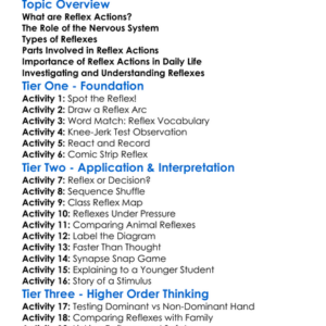 Reflex Actions And Responses Worksheet Activity Booklet