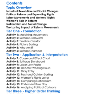 Reform Movements In 19Th Century Europe Worksheet Activity Booklet