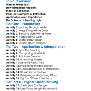 Refraction Worksheet Activity Booklet