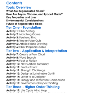 Regenerated Fibers Rayon Viscose Lyocell Worksheet Activity Booklet