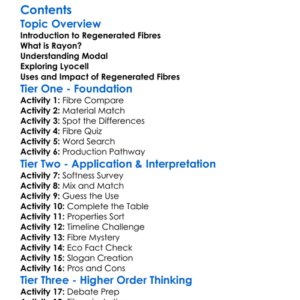 Regenerated Fibres Rayon Modal Lyocell Worksheet Activity Booklet