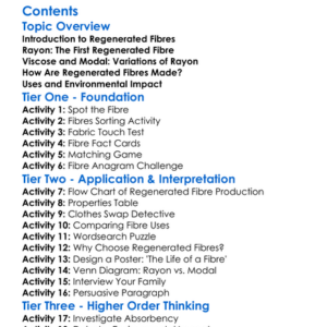 Regenerated Fibres Rayon Viscose Modal Worksheet Activity Booklet