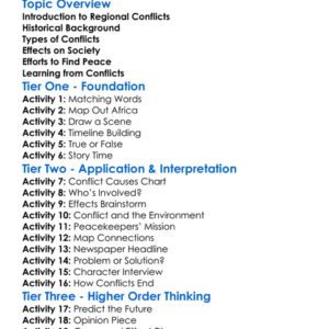 Regional Conflicts In Africa Worksheet Activity Booklet