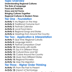 Regional Cultures Worksheet Activity Booklet
