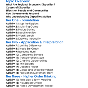 Regional Economic Disparities Worksheet Activity Booklet