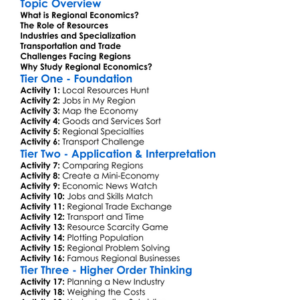 Regional Economics Worksheet Activity Booklet