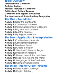 Regions And Continents Worksheet Activity Booklet