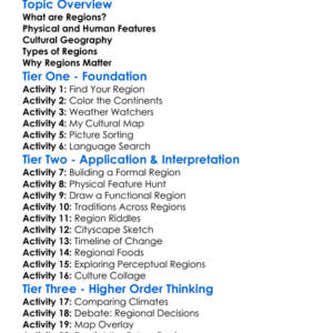 Regions And Cultural Geography Worksheet Activity Booklet