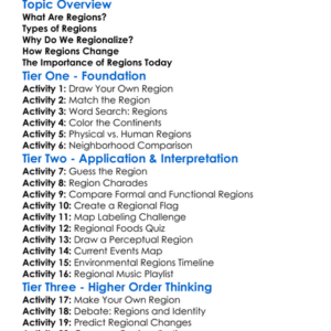 Regions And Regionalization Worksheet Activity Booklet