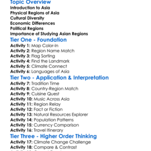 Regions Of Asia Worksheet Activity Booklet