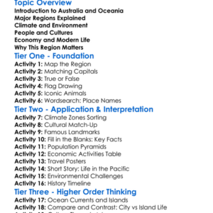 Regions Of Australia And Oceania Worksheet Activity Booklet