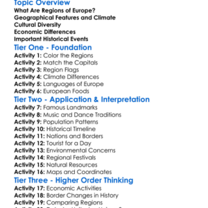 Regions Of Europe Worksheet Activity Booklet