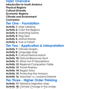 Regions Of South America Worksheet Activity Booklet