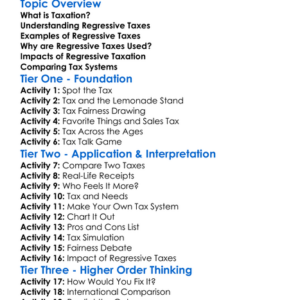 Regressive Taxation Worksheet Activity Booklet