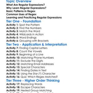 Regular Expressions Worksheet Activity Booklet