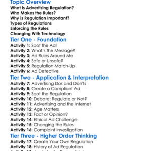 Regulation Of Advertising Worksheet Activity Booklet
