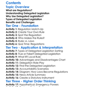 Regulations And Delegated Legislation Worksheet Activity Booklet