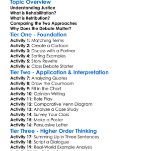 Rehabilitation Vs Retribution Worksheet Activity Booklet