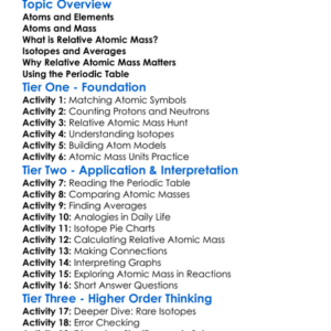 Relative Atomic Mass Worksheet Activity Booklet