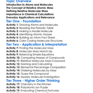 Relative Molecular Mass Worksheet Activity Booklet