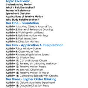 Relative Motion Worksheet Activity Booklet