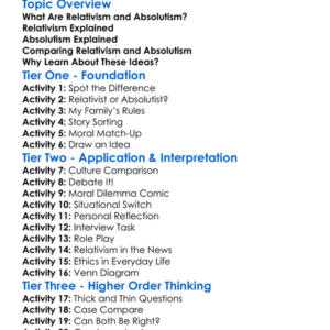 Relativism And Absolutism Worksheet Activity Booklet