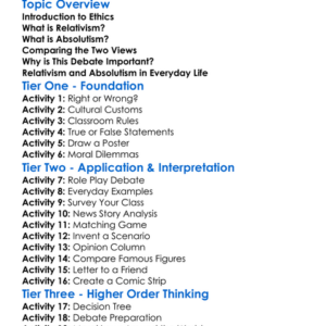 Relativism Vs Absolutism Worksheet Activity Booklet
