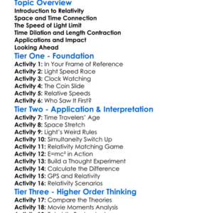 Relativity Special Theory Worksheet Activity Booklet