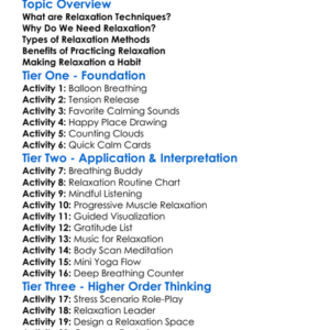 Relaxation Techniques Worksheet Activity Booklet