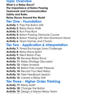 Relay Races And Baton Passing Worksheet Activity Booklet