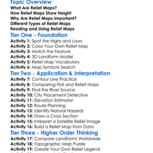 Relief Maps Worksheet Activity Booklet